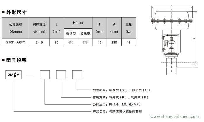 氣動薄膜小流量調(diào)節(jié)閥尺寸
